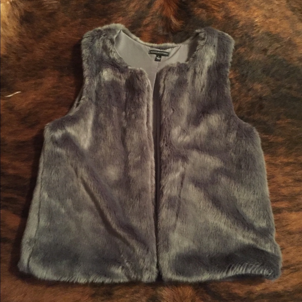 Gray Faux Fur Vest